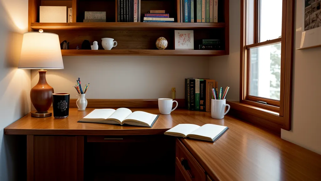 Rincón de estudio nocturno con diccionario y café en una casa de Trujillo.